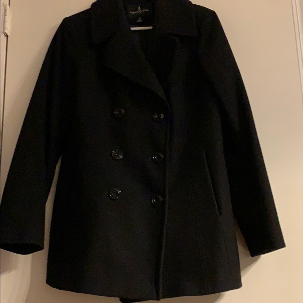 London Fog Black Wool Peacoat.